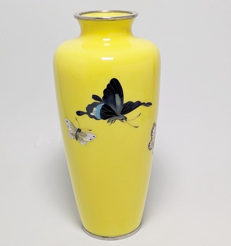 Ando cloisonne vase - ando, yellow