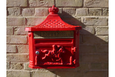Red Mail Post Box Vintage Victorian Style Wall Mounted Outdoor Letter Lockable