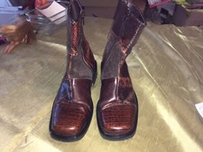 RUSSELL & BROMLEY VINTAGE SNAKESKIN LEATHER SUEDE MENS BOOTS