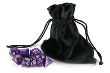 PREMIUM 7 DIE POLYHEDRAL GAME DICE SET Pouch Bag Poly Colours D20 RPG D&D DND UK
