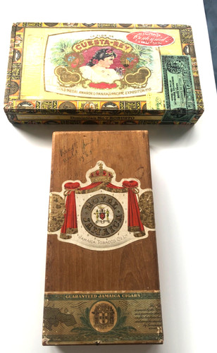 Vintage wooden cigar boxes - cigar,