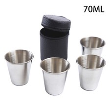 4Pcs Drinking Glass Stainless Steel Shot Glasses Cups Wine Beer Whiskey Cup NEW