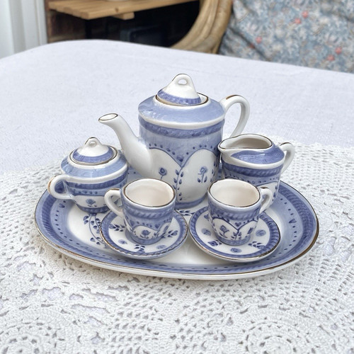 Miniature porcelain blue - porcelain,