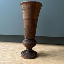 Vintage German Hand Turned Burr Wood  Wooden Trumpet Vase Goblet Chalice