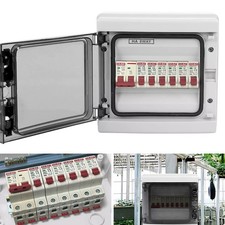 8 Way Garage Shed Consumer Unit Box 100A Mains Switch + 8 MCB Weatherproof Fuse