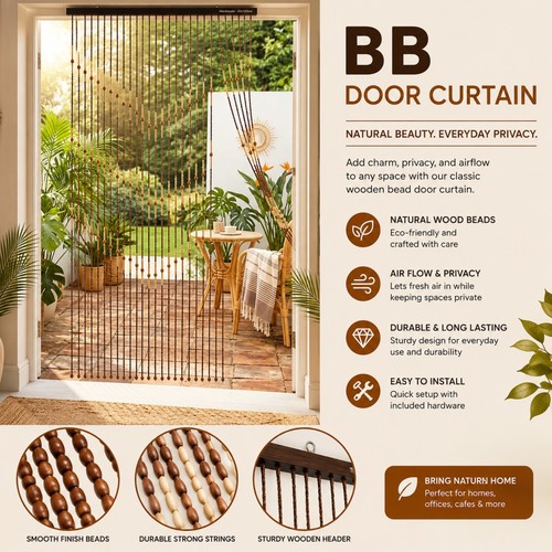 Wooden bead door - wooden,