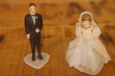 Vintage 1940's 1950's Bride & Groom Cake Toppers