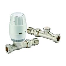 Danfoss RAS-C2 15mm Straight TRV & Lockshield White/Nickel 013G6003