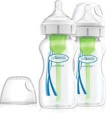 Dr Brown'S Options+ Anti-Colic Wide Neck Baby Bottles, 270Ml Twin Pack