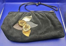 JANE SHILTON BLACK CLUTCH BAG Shoulder Bag Handbag Flower Detail Vintage