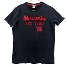 Abercrombie & Fitch Shirt Mens Large Navy Muscle Fit EST 1892 Bulldog Graphic