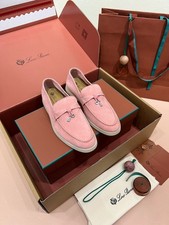 Loro Piana Summer Walk Charms Pink Halite (307F) Loafers Size 5 EUR 38
