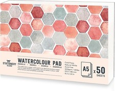 A5 Watercolour Paper Pad 300gsm 50 Sheets Cold Pressed for Painting & Sketching