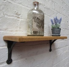 Solid Oak Wood Handmade Shelves Rustic Wooden Shelf Cast Iron Shelf Brackets