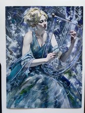 Art Deco Style Woman Playing