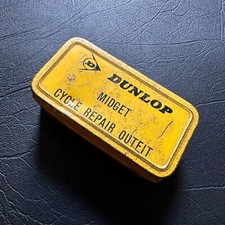 VINTAGE YELLOW DUNLOP MIDGET EMPTY CYCLE REPAIR OUTFIT ADVERTISING TIN