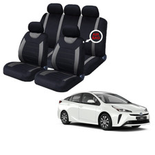FOR Toyota Prius Black & Grey Car Seat Covers Protectors Full Set Washable Pet