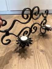 Wrought Iron 2-Tealight Wall Sconce Holder Ornate Vintage Black Iron Candle Gift