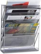 STRONG WALL MOUNTED 6 TIERS MAGAZINE LITERATURE HOLDER RACK HANGING FILE PAPER