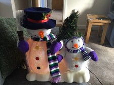 Vintage  Fibre Optic Moving  Xmas Snowman  Rare Mains Powered