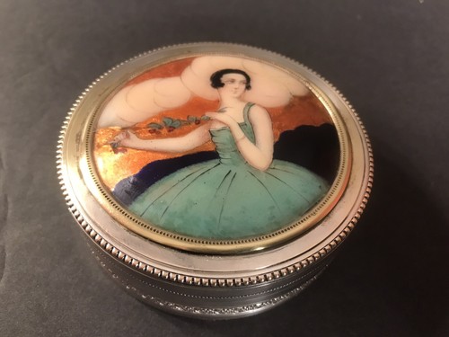 Antique silver and enamel pill