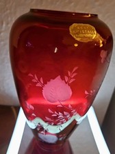 Murano Royal Ruby Red Glass Vase Vintage