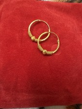 22K Pure Gold Loop Earrings for Women