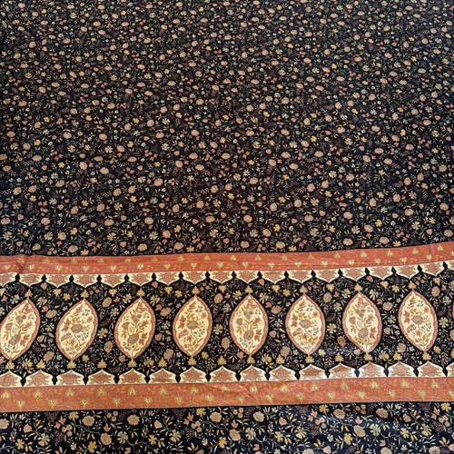 Vintage black floral fabric - vintage,