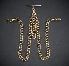 Traditional Style 18ct Gold Plated Curb Link Pocket Watch Double Albert Chain.