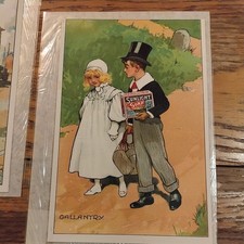 SUNLIGHT SOAP LEVER BROS ADVERTISING POSTCARD GALLANTRY YOUNG BOY & GIRL 1903