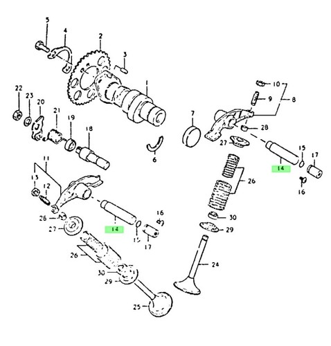 Rocker arm shaft - rocker,