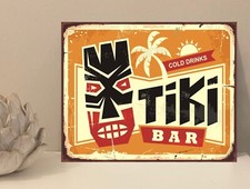 1x Tiki Bar Rustic Retro Metal Plaque Sign Gift House Novelty (mt138)