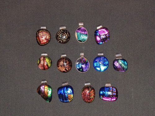 Dichroic glass pendants lot - glass,