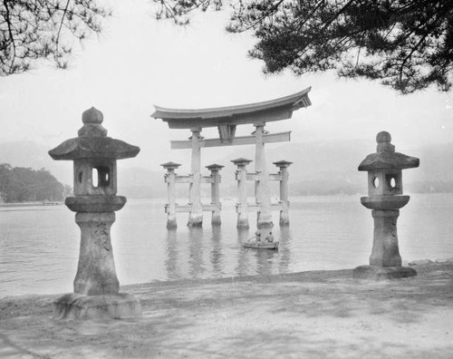Torii and boat japan - and,