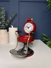 Red Vintage Barber Chair Desk Table Clock Gift | Vintage Retro Style Clock