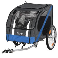 PawHut Dog Bike Trailer, Metal Pet Cart Carrier for Bicycle Kit, Grey and Blue