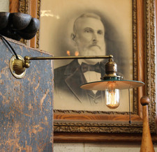 Vtg Antique Industrial Brass Sconce Lamp Light Faries 1910s OC White Era Wall