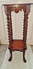LOVELY ANTIQUE MAHOGANY BARLEY TWIST DOUBLE PLANT STAND 90cm TALL