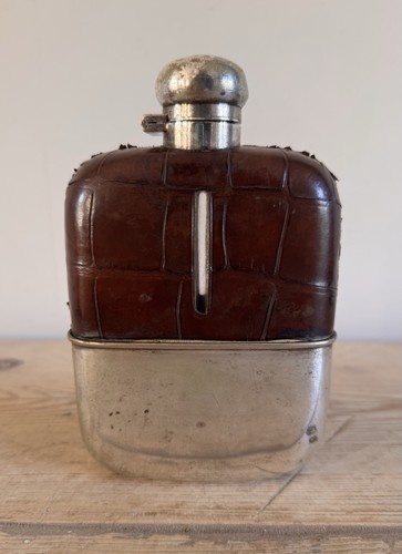 Victorian hip flask crocodile - hip,