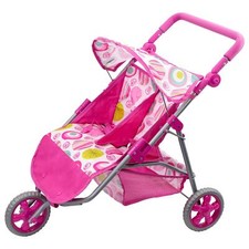 Dolls Twin Buggy Stroller Baby Doll Pretend Play Accessories in Pink BiBi Doll