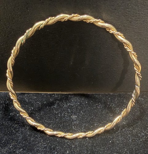 12k solid gold twist bangle - twist,