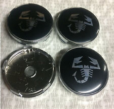 4x Fiat Abarth Scorpion Alloy Wheel Hub Centre Cap Black/Silver 60mm