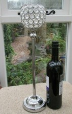 Tall Diamante Crystal Tea Light Candle Holder on Chrome Stem 44 cm high