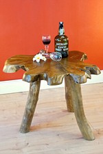 Root Wood Teak Wood Side Table Tree Slice Round Coffee Table 50cm