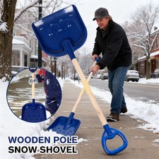 Snow Shovel Heavy Duty Plastic Head Handle Large Mucking Out Scoop Pusher Wide