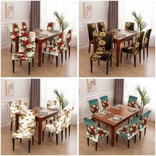 6Pcs Christmas Snowman Chair Cover Slipcover Stretch Dining Seat Protector Cover