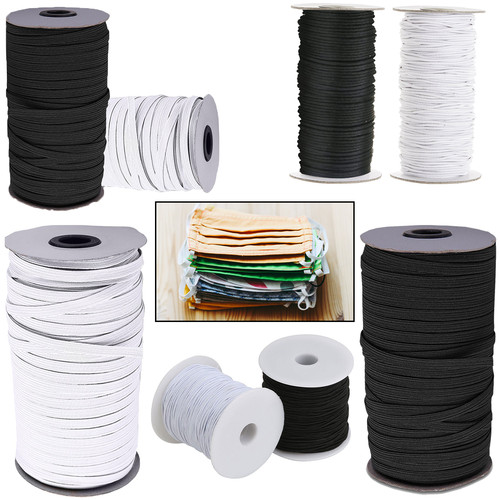 Elastic cord white black round - elastic,