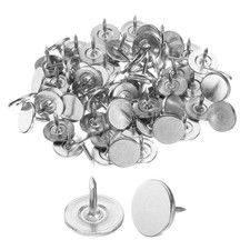 60Pcs Upholstery Tacks, 11mmx10mm Flat Head Thumb Tack, Silver