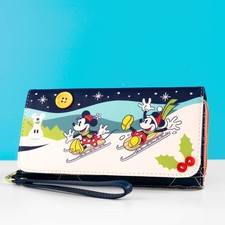 Loungefly Disney Mickey & Minnie Mouse Christmas Holiday Flap Wallet Purse