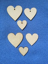 10  Wooden MDF LOVE HEARTS blank craft with or without holes 3.5cm,4.5cm,5.5cm  